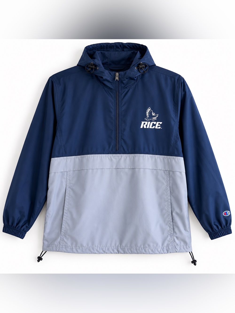 Champion Rice University Owls XL Navy Gray Hooded Windbreaker